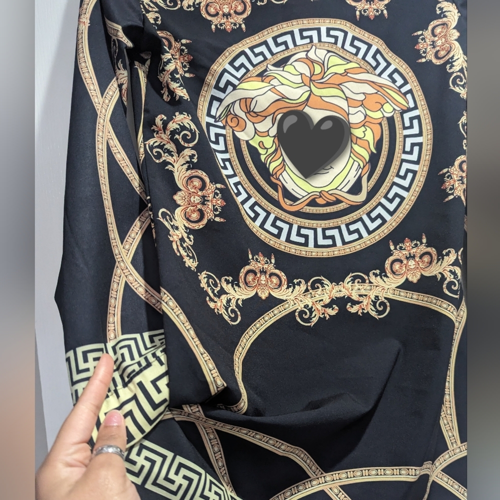 Medusa Head Black and Gold Mini Dress - Picture 2 of 7